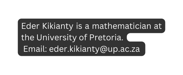 Eder Kikianty is a mathematician at the University of Pretoria Email eder kikianty up ac za